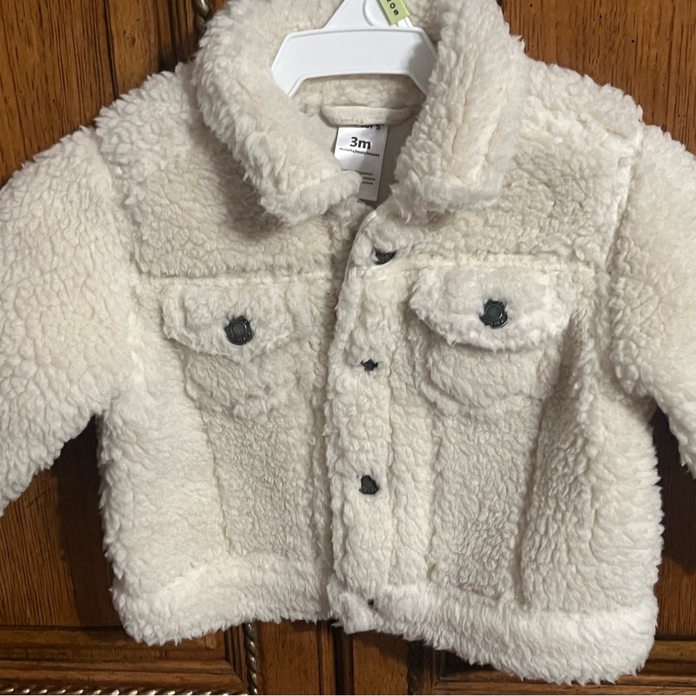 Carters Infant Button Down Sherpa Jacket Size 3 Months